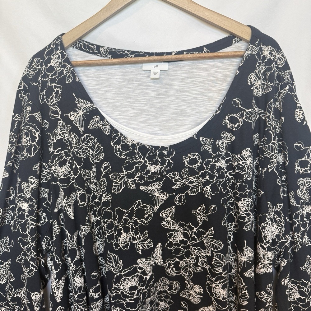 J Jill Floral‎ Casual Top Size 4X Layered Butterfly Stretch Comfort Relax Travel - Picture 4 of 12